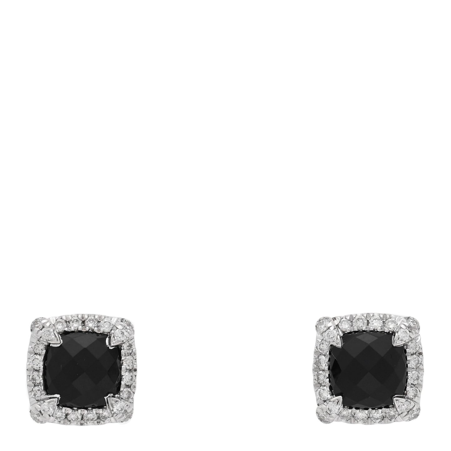 Sterling Silver Diamond Black Onyx Petite 5mm Chatelaine Bezel Earrings