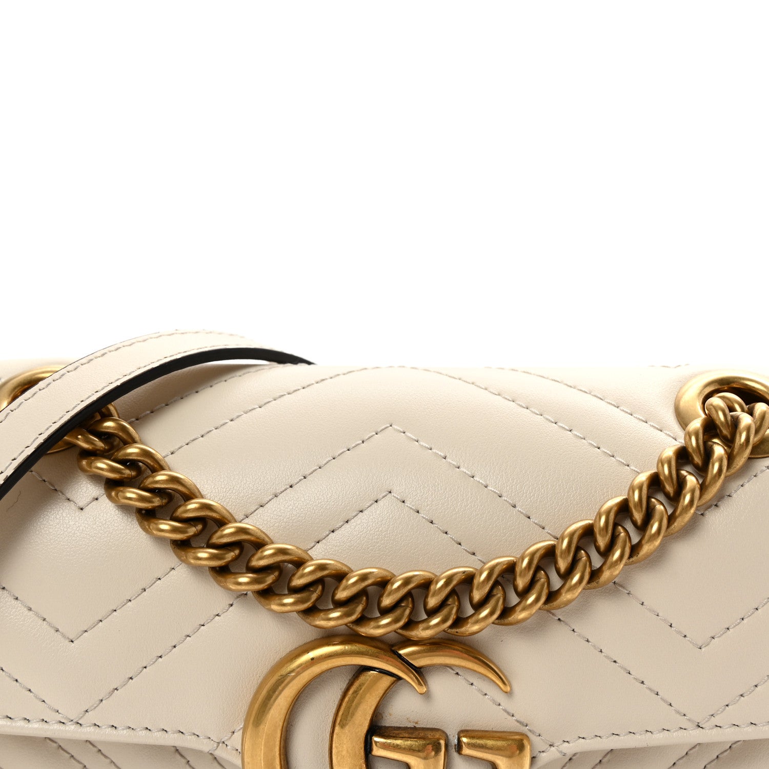 Gucci Calfskin Matelasse Mini GG Marmont Shoulder Bag White 7 of 9