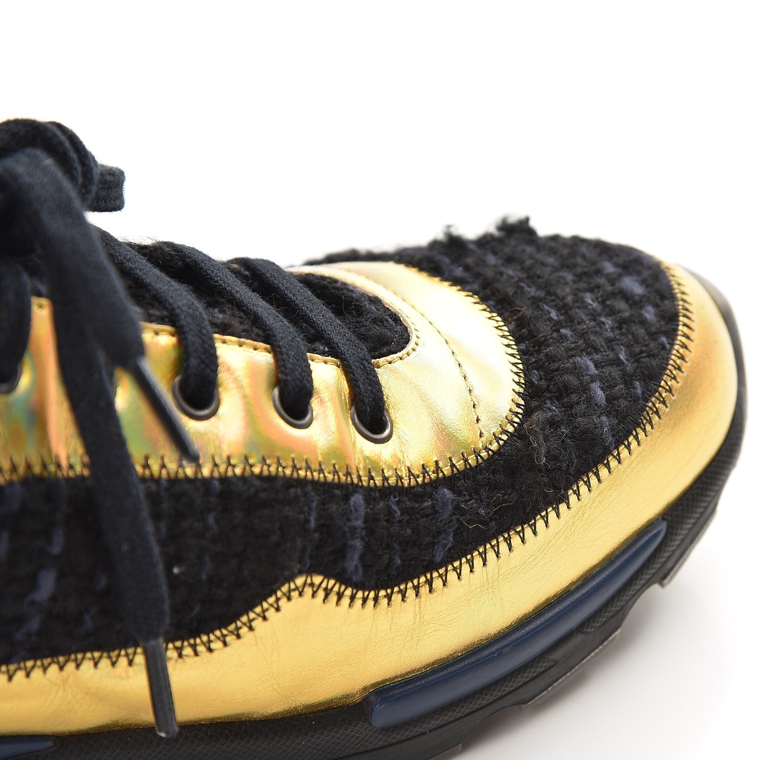 Chanel Tweed Suede Calfskin Runway Sneakers 40 Black Multicolor 7 of 11