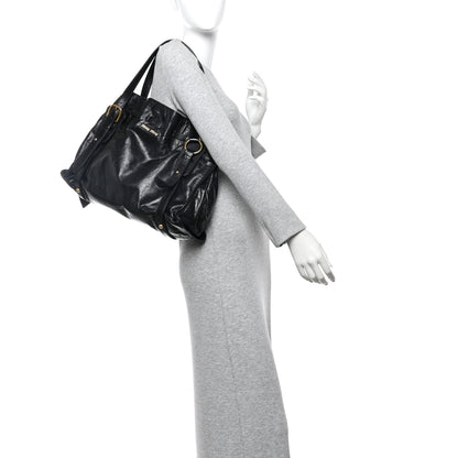 Miu Miu Vitello Lux Peggy Bow Tote Black 3 of 21
