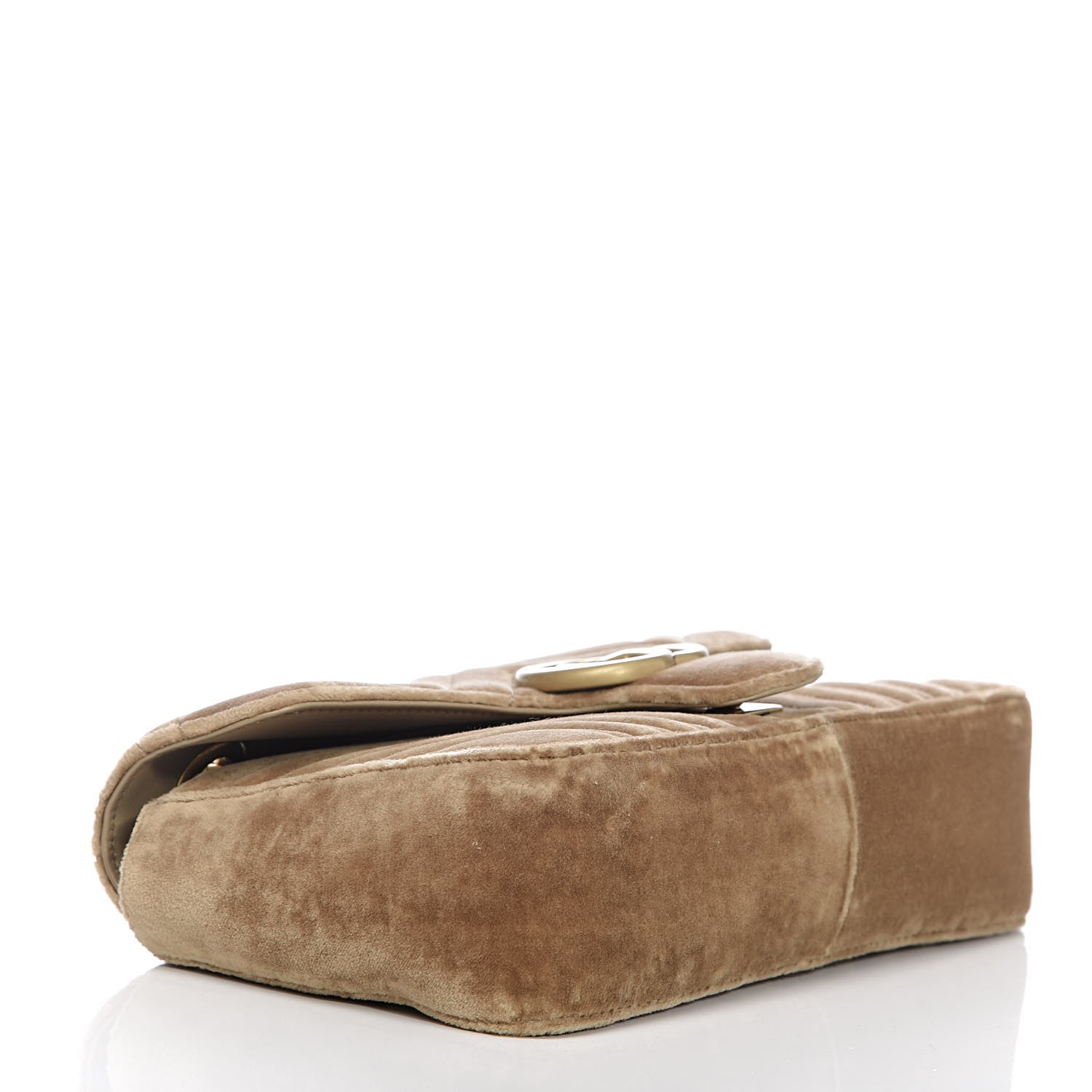 Gucci Velvet Matelasse Small GG Marmont Shoulder Bag Taupe 4 of 10