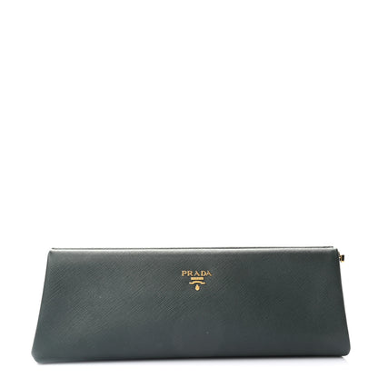 Prada Saffiano Lux East West Frame Clutch Smeraldo 1 of 7