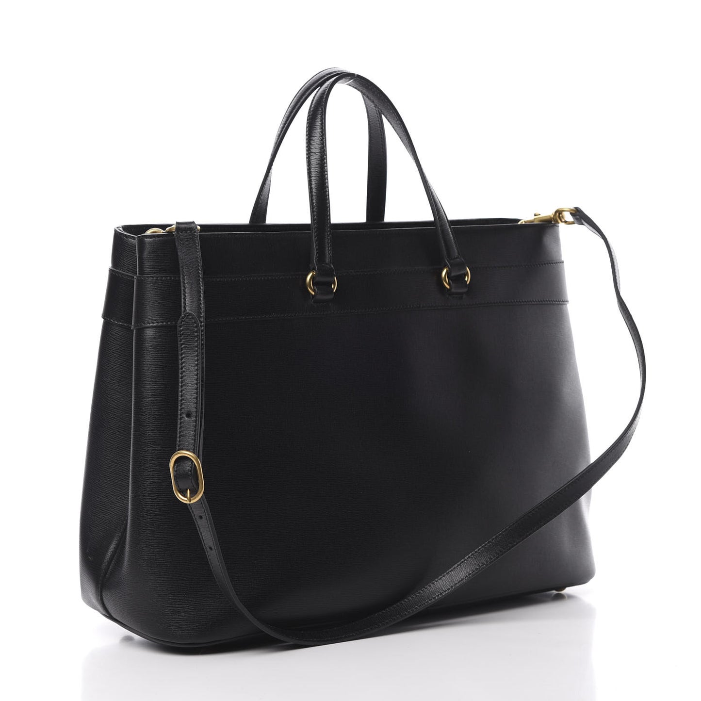 Textured Calfskin Large Bright Bit Tote Black