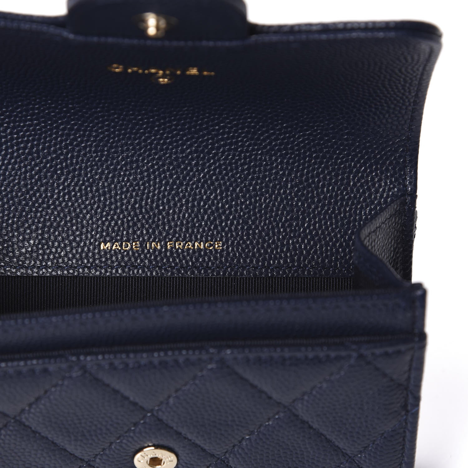 Chanel Caviar Quilted Flap Card Holder Wallet Navy Blue 9 of 11