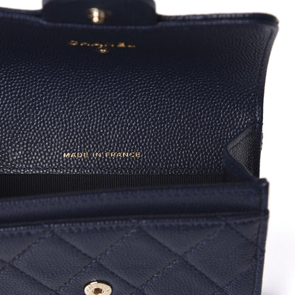 Chanel Caviar Quilted Flap Card Holder Wallet Navy Blue 9 of 11