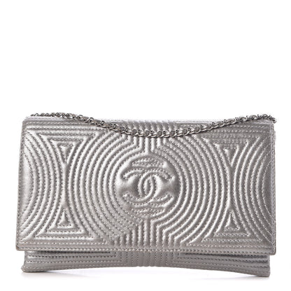Chanel Metallic Lambskin Quilted Clutch With Chain Flap Silver 1 of 7