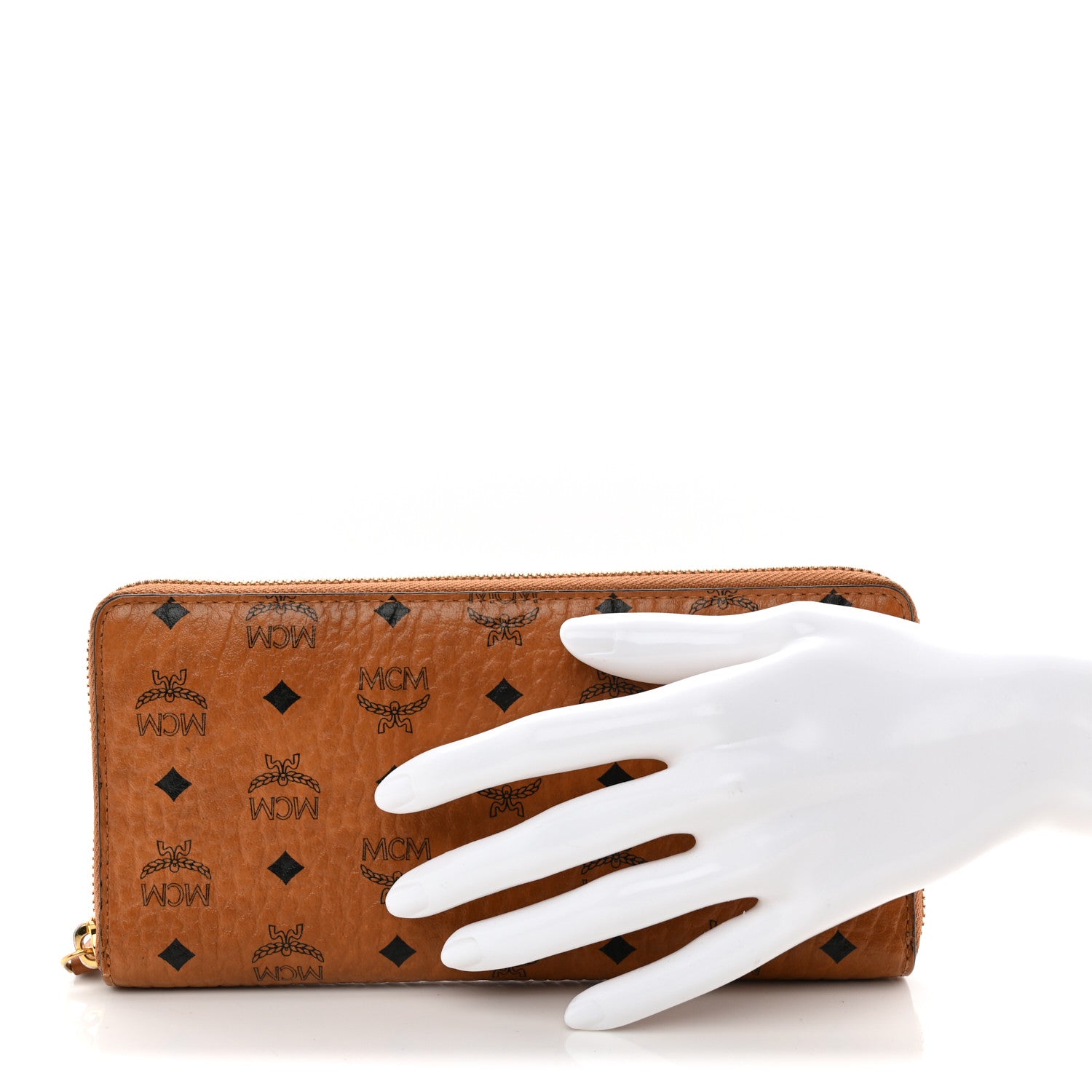 MCM Visetos Large Zip Around Wallet Cognac 2 of 8