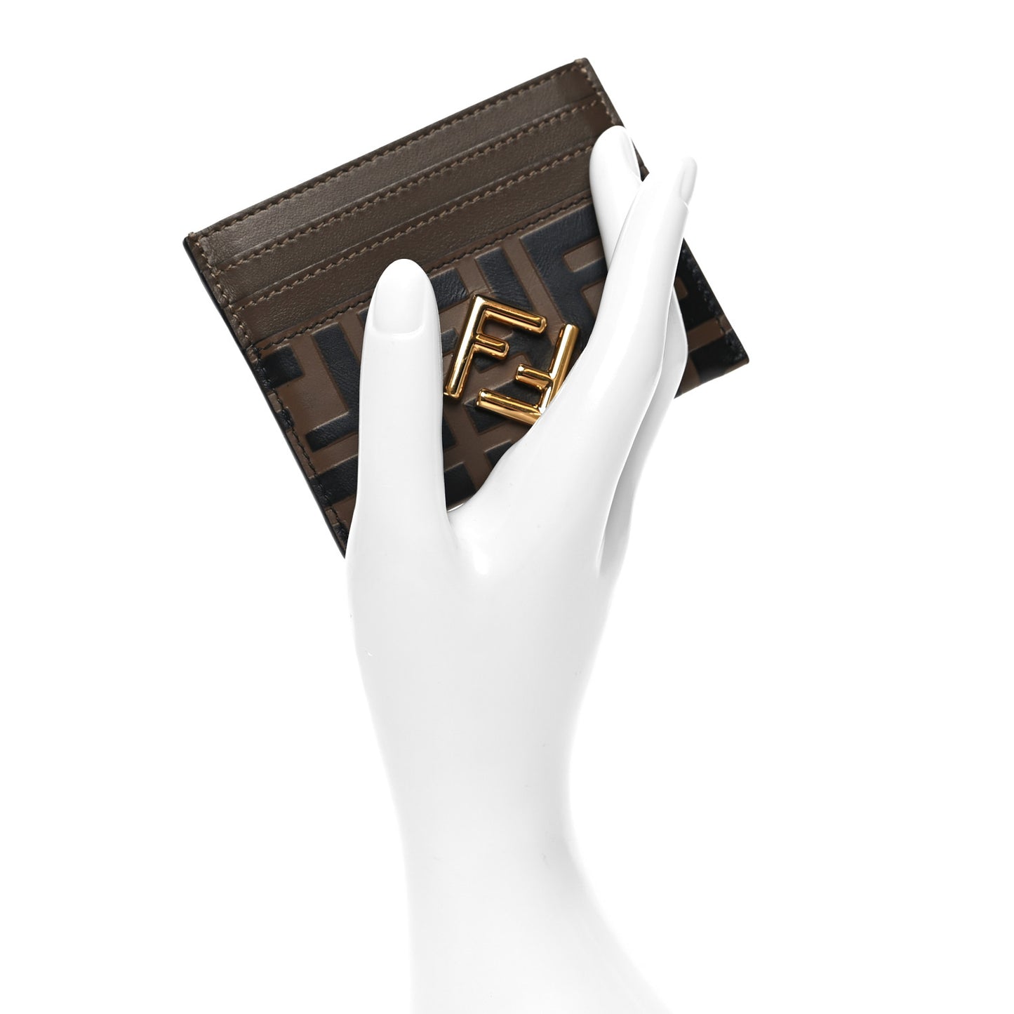 Vitello Ceylon Bi-Color FF 1974 Embossed FF Diamonds Card Holder Maya Black