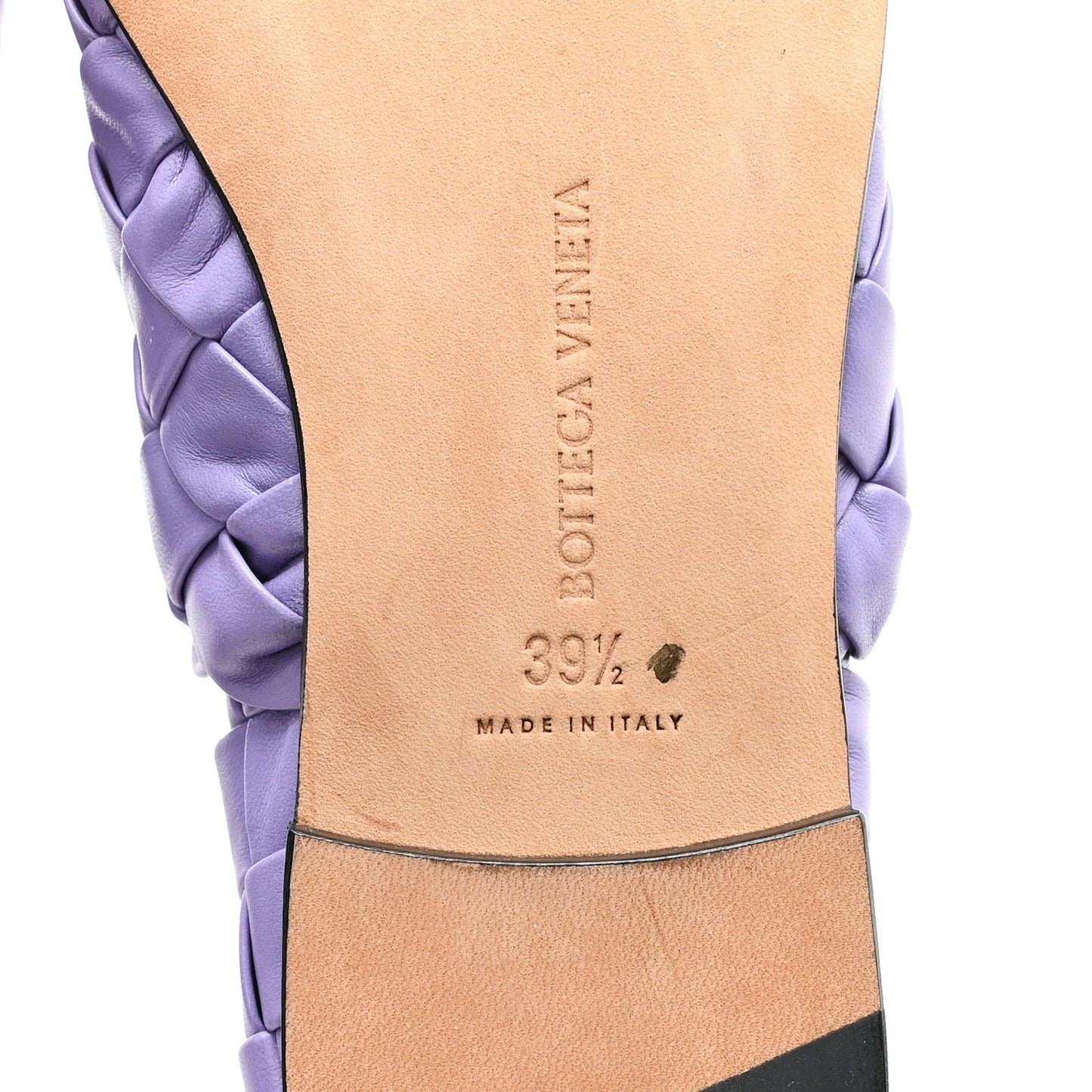 Lagoon Nappa Intrecciato Slipper Flats 39.5 Lavender