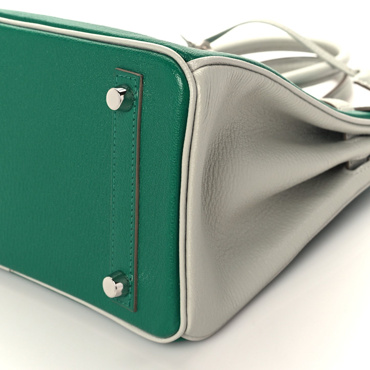 Chevre Mysore Horseshoe Birkin 25 Vert Vertigo Gris Perle