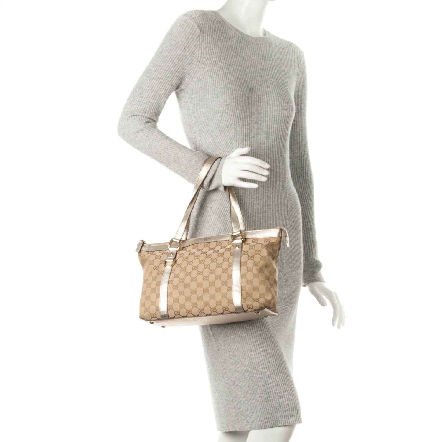 Gucci Monogram Medium Abbey Tote Gold 2 of 7