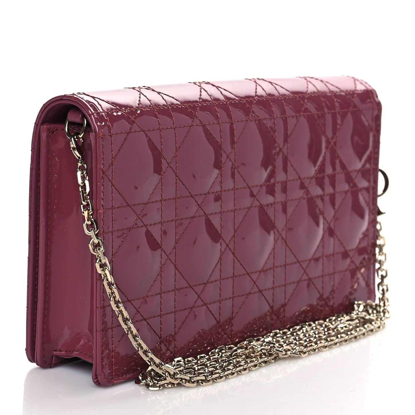 Patent Cannage Lady Dior Convertible Clutch Mallow Rose
