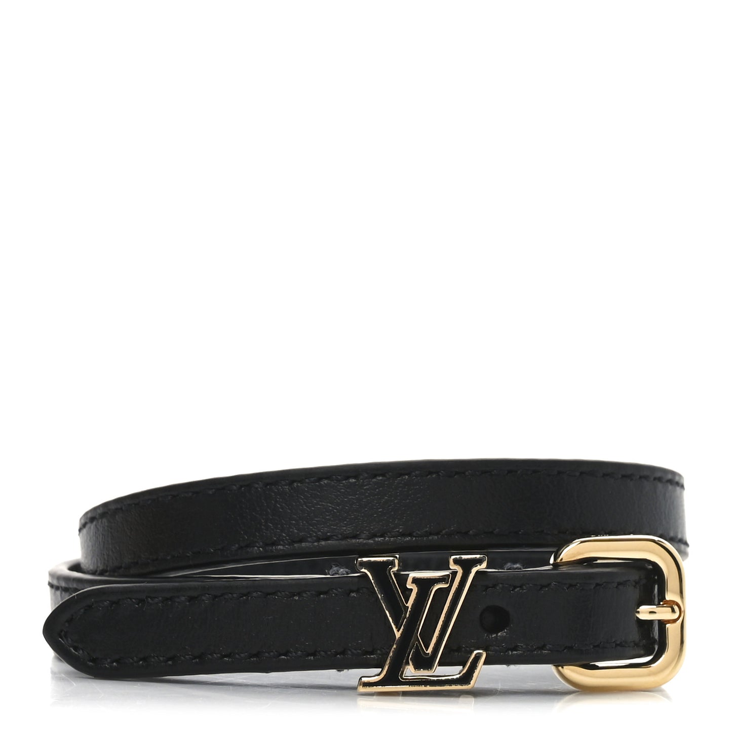 Calfskin Enamel LV Darling Bracelet Black