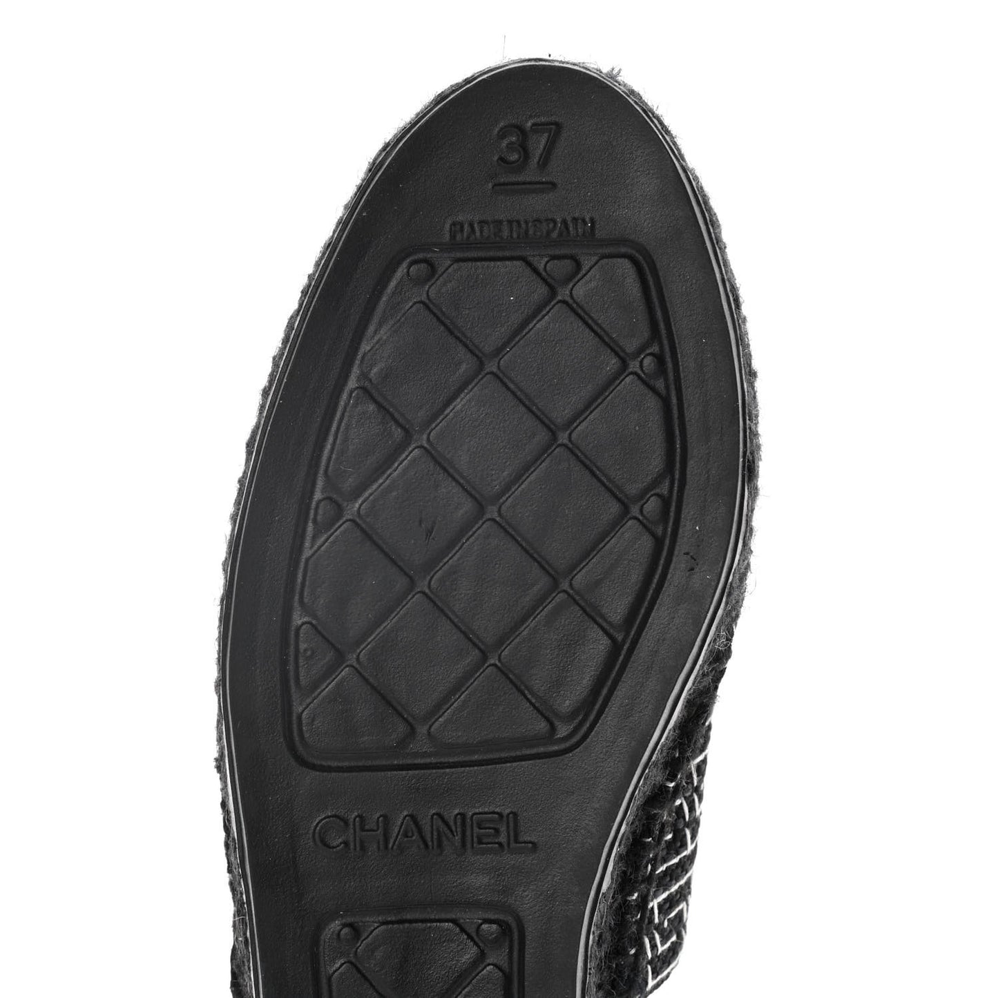 Tweed CC Slip On Espadrilles 37 Black Silver