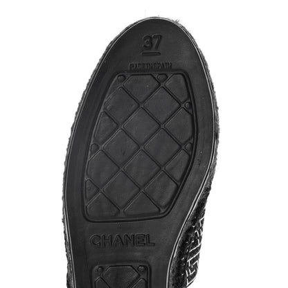 Chanel Tweed CC Slip On Espadrilles 37 Black Silver 9 of 15