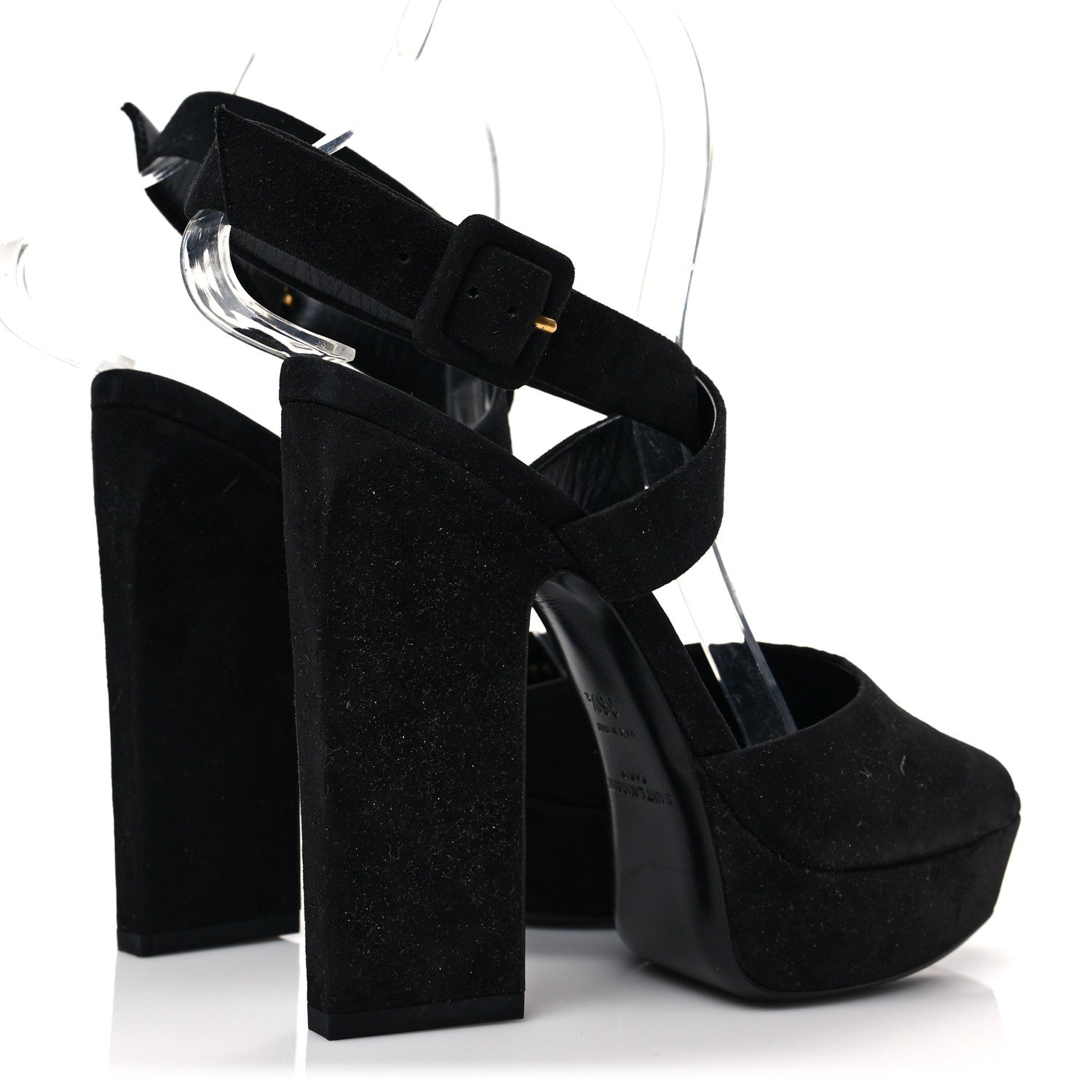 Saint Laurent Suede Debbie Platform Sandal 36.5 Black 4 of 8