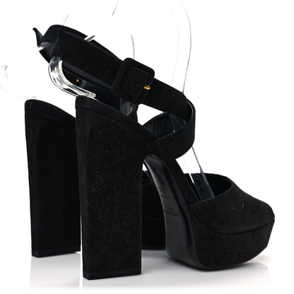Saint Laurent Suede Debbie Platform Sandal 36.5 Black 4 of 8