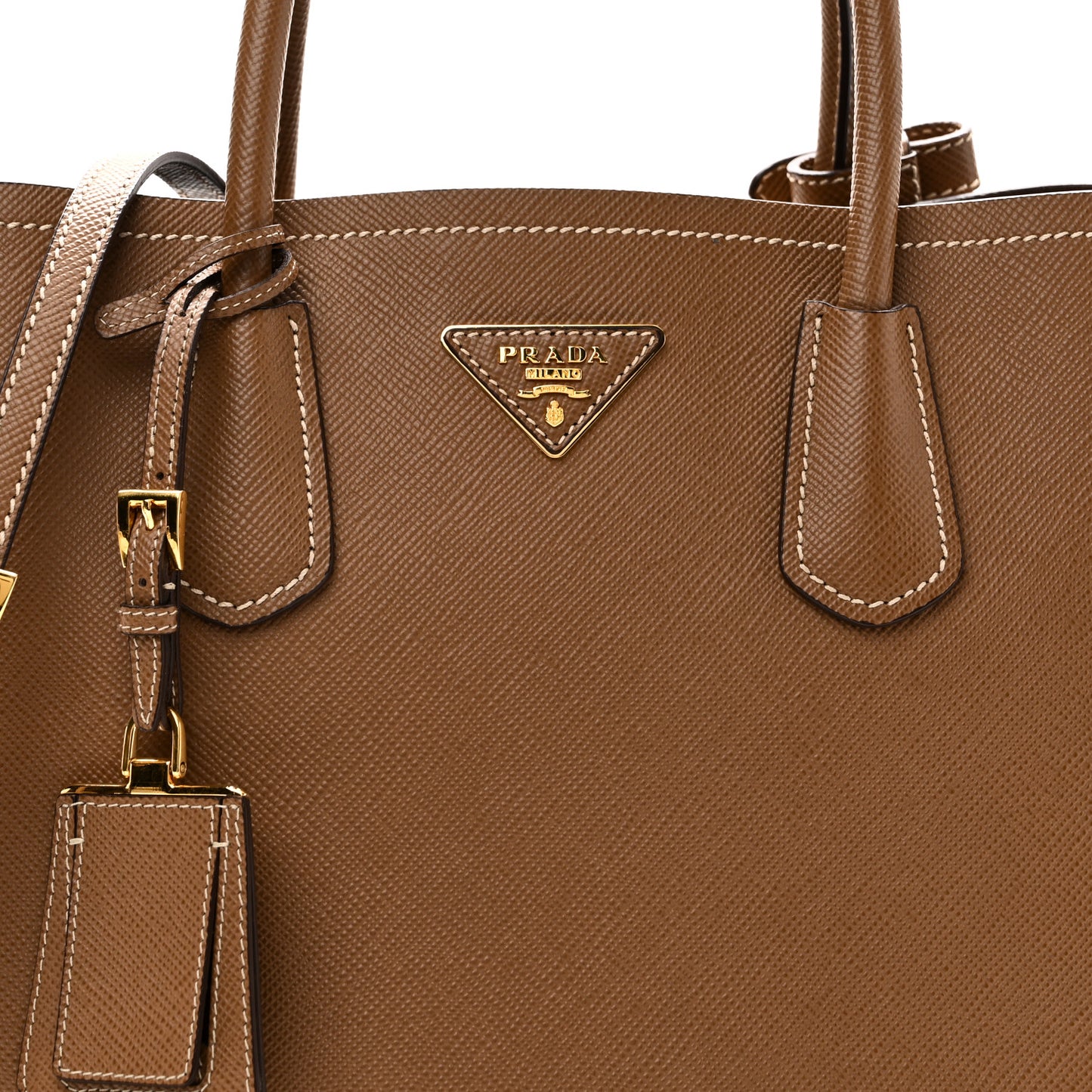 Saffiano Cuir Medium Double Bag Cannella Cocco