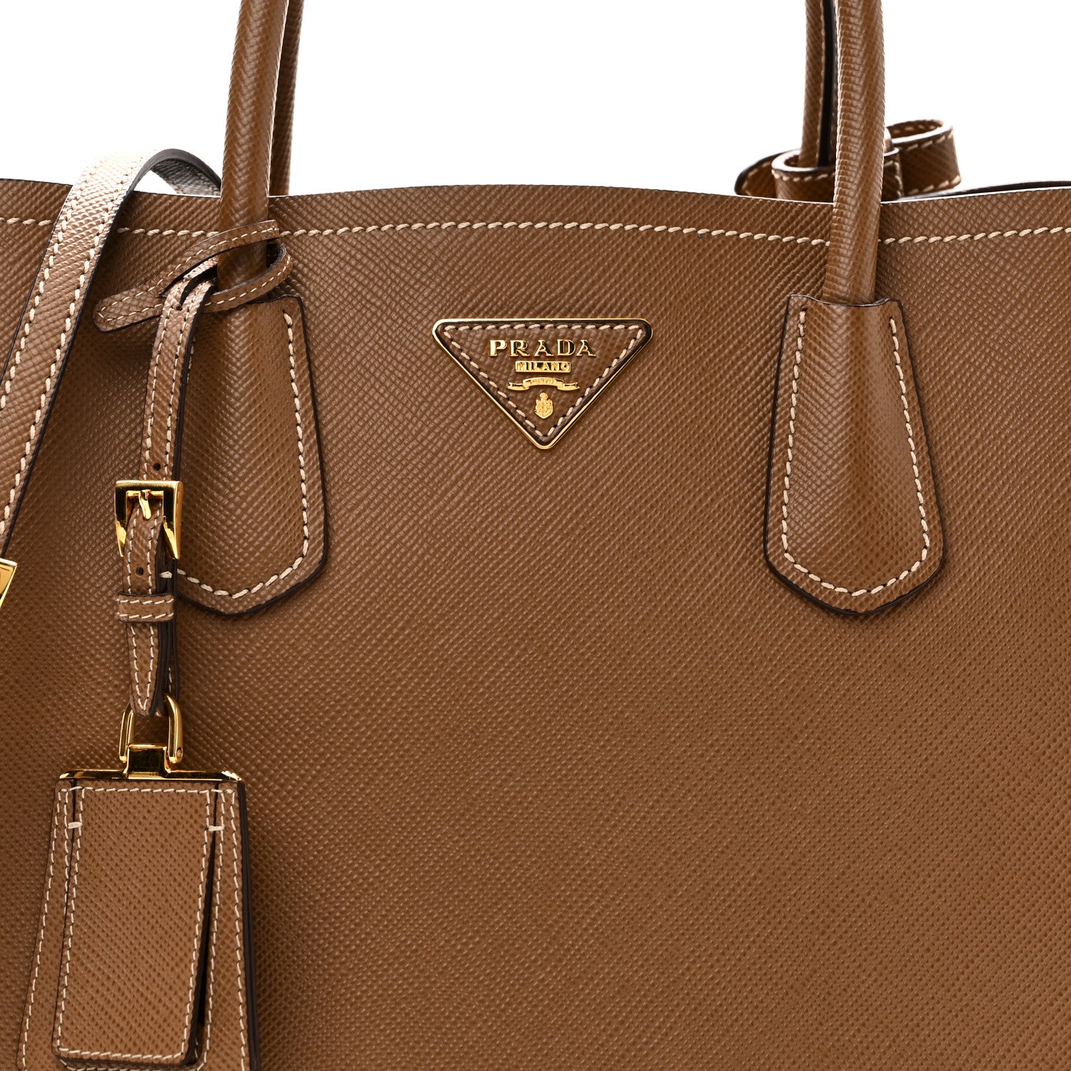Prada Saffiano Cuir Medium Double Bag Cannella Cocco 7 of 9