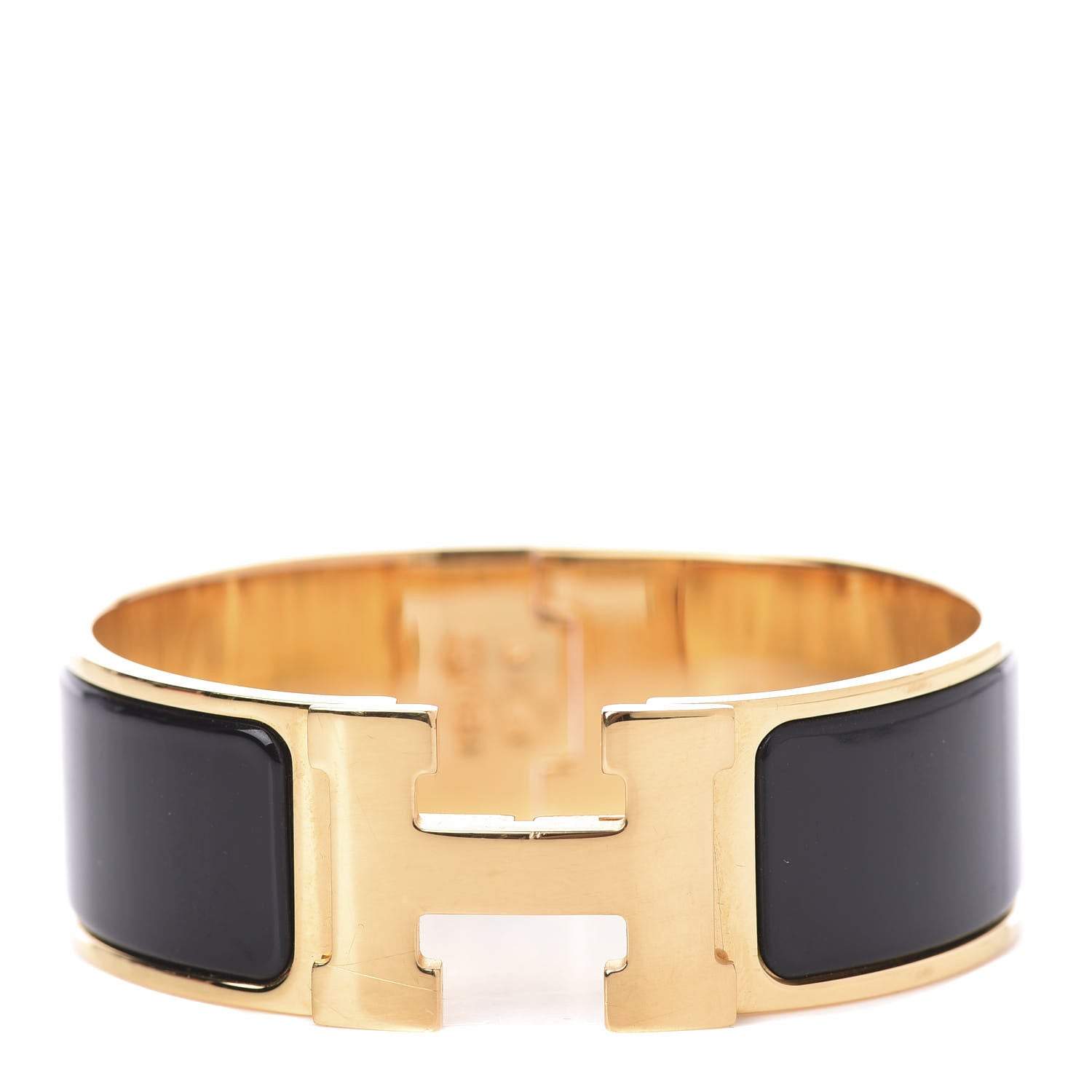 Hermes Enamel Wide Clic Clac H Bracelet GM Black 1 of 5