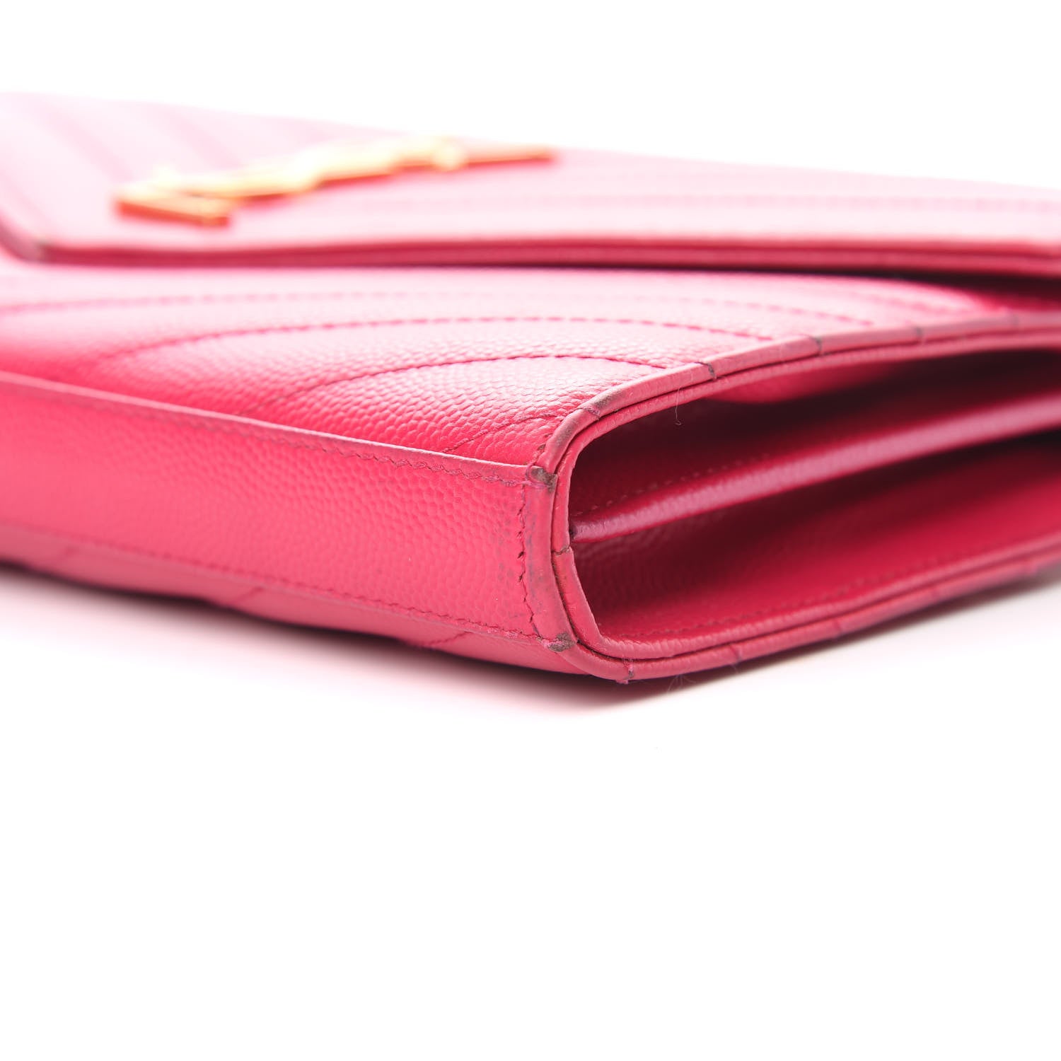 Saint Laurent Grain De Poudre Matelasse Chevron Monogram Chain Wallet Bubblegum 11 of 19