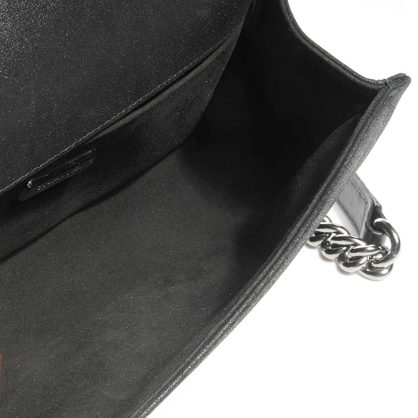 Sequin Medium Boy Flap Bag Black