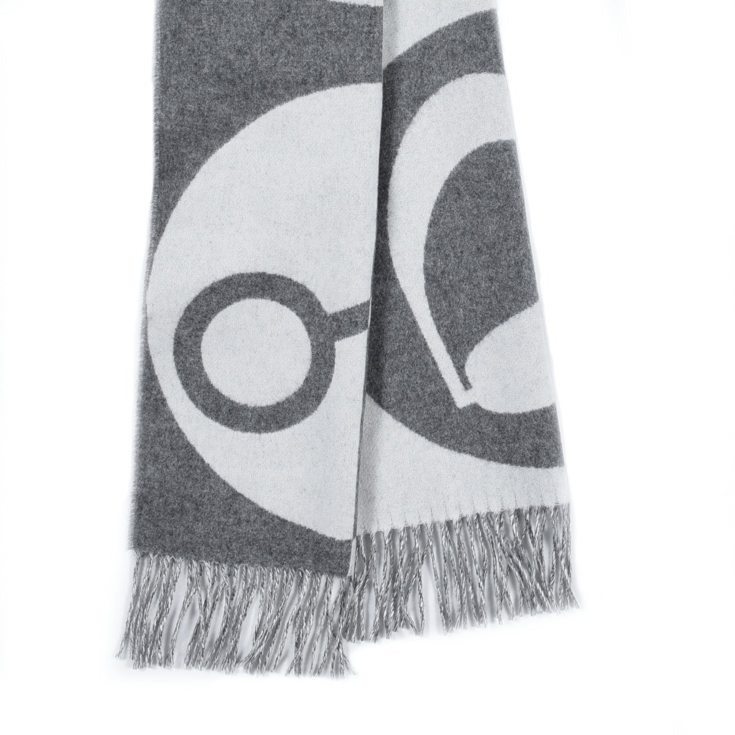 Hermes Cashmere Casaque Charms Muffler Gris Flanelle Ivoire 2 of 4