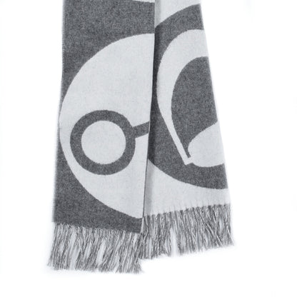 Hermes Cashmere Casaque Charms Muffler Gris Flanelle Ivoire 2 of 4