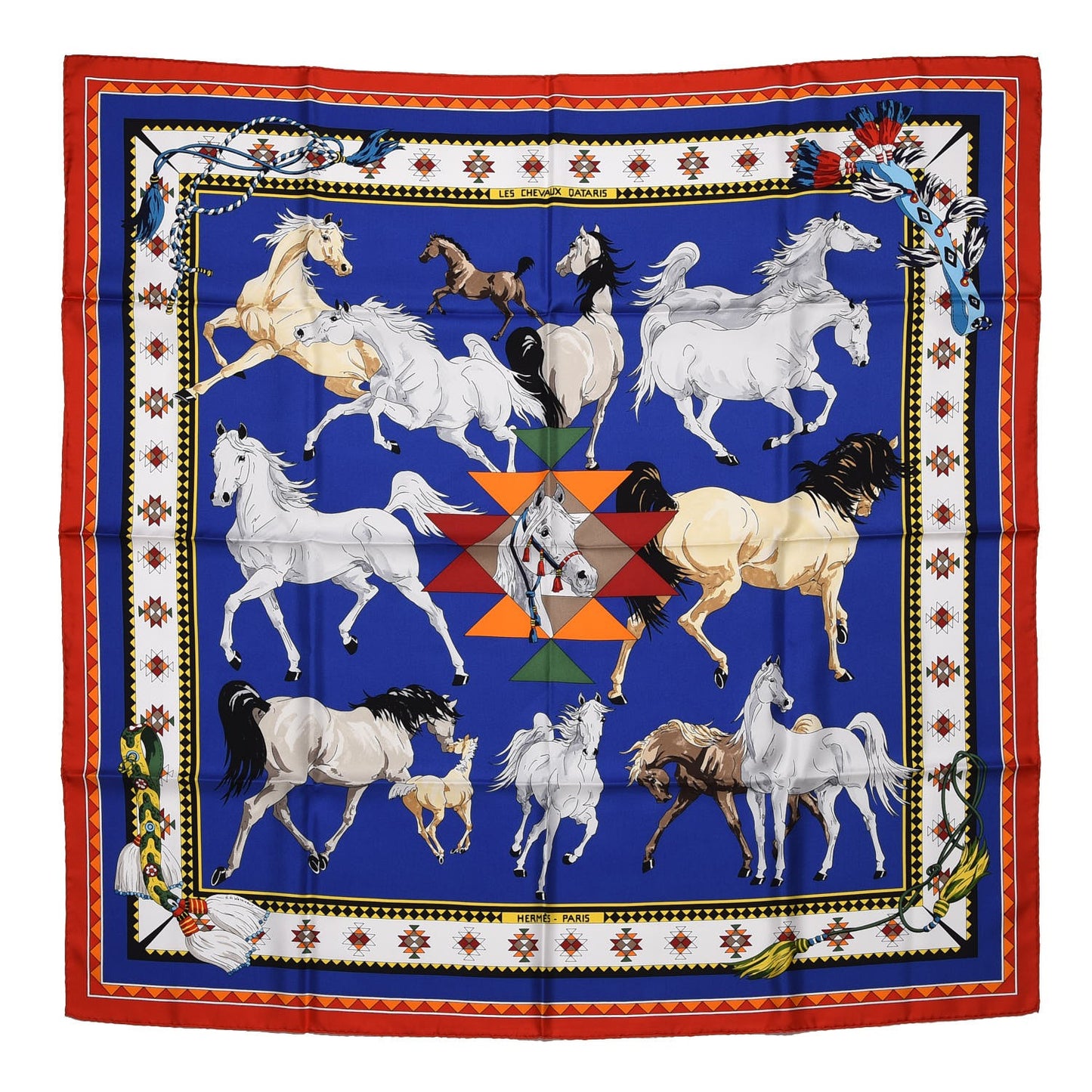 Silk Les Chevaux Qataris Scarf 90