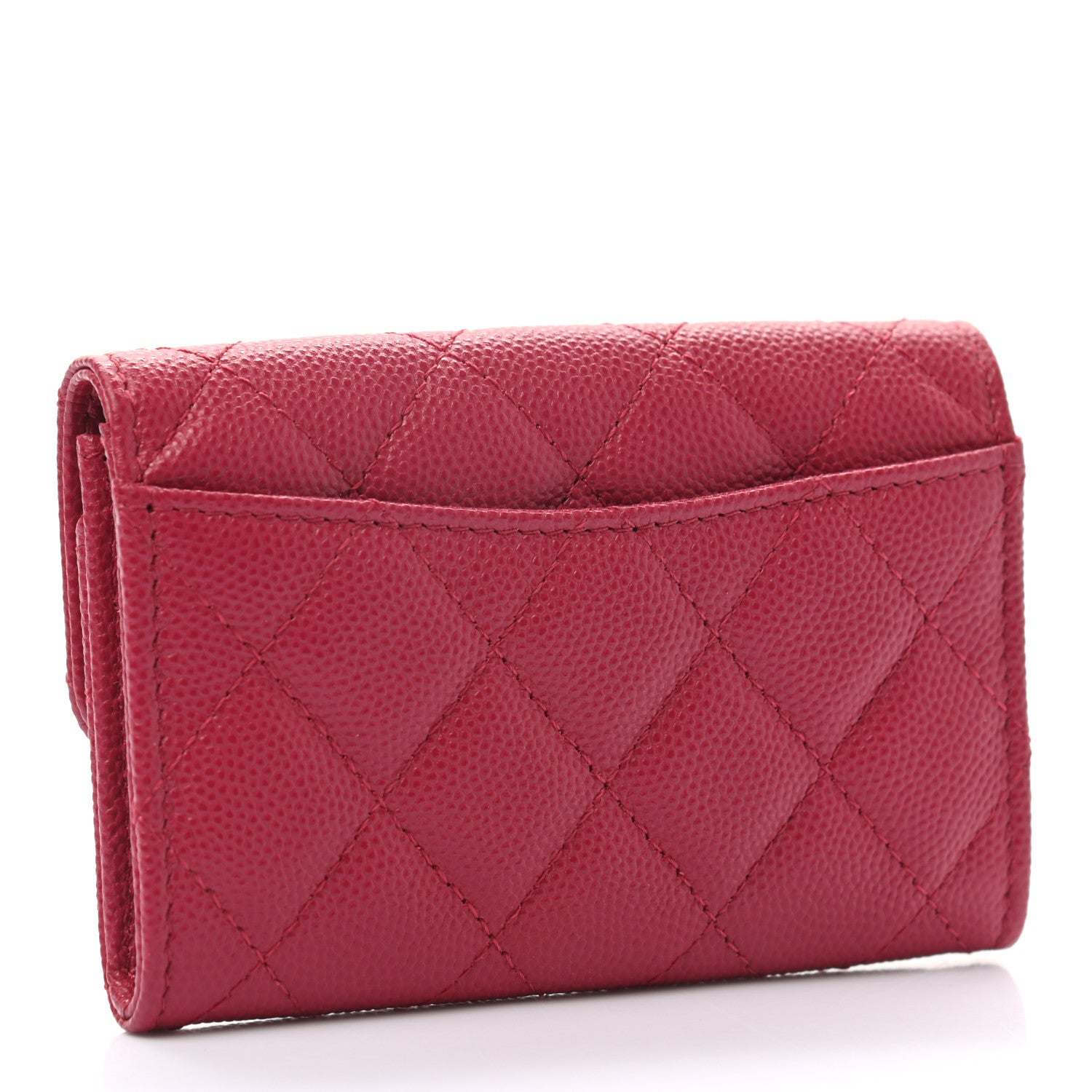 Chanel Caviar Quilted Flap Card Holder Wallet Dark Pink 3 of 11