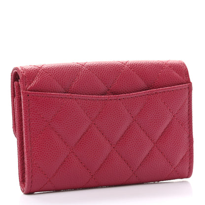 Chanel Caviar Quilted Flap Card Holder Wallet Dark Pink 3 of 11