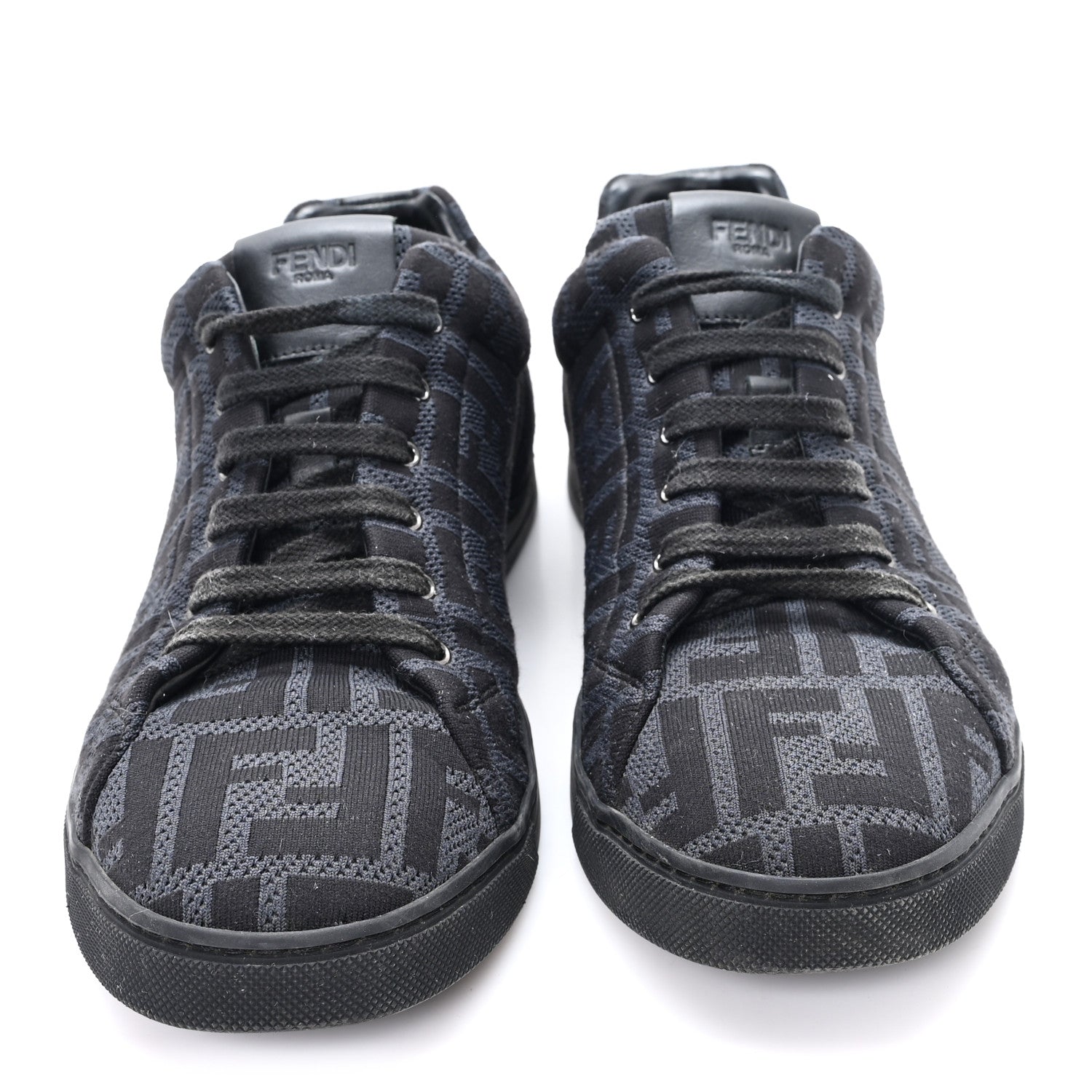 Fendi Tech Fabric FF Mens Lace Up Low Top Sneakers 7 Black 1854628