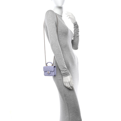 Chanel Lambskin Quilted Top Handle Flap Coin Purse With Chain Light Purple 2 of 13