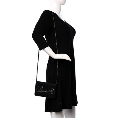 Chanel Calfskin Chain 20s Signe Wallet on Chain WOC Black 2 of 11