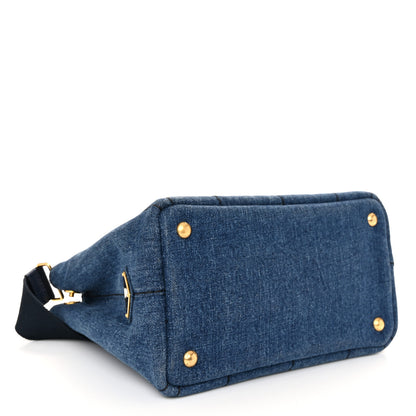 Prada Denim Small Logo Tote Bleu 4 of 10