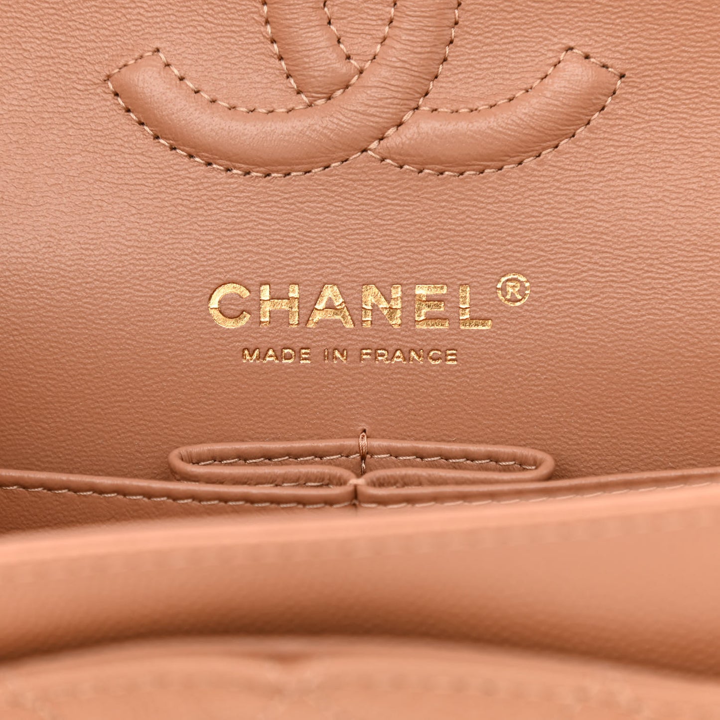 Caviar Quilted Small Double Flap Dark Beige