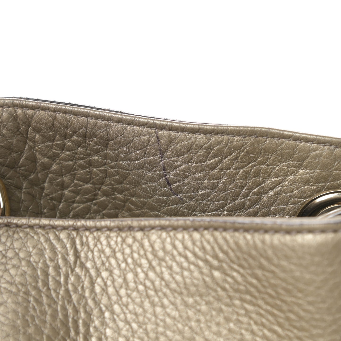 Metallic Pebbled Calfskin Medium Soho Chain Shoulder Bag Golden Beige