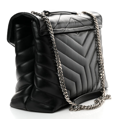 Saint Laurent Calfskin Y Quilted Monogram Medium Loulou Chain Satchel Black 3 of 14