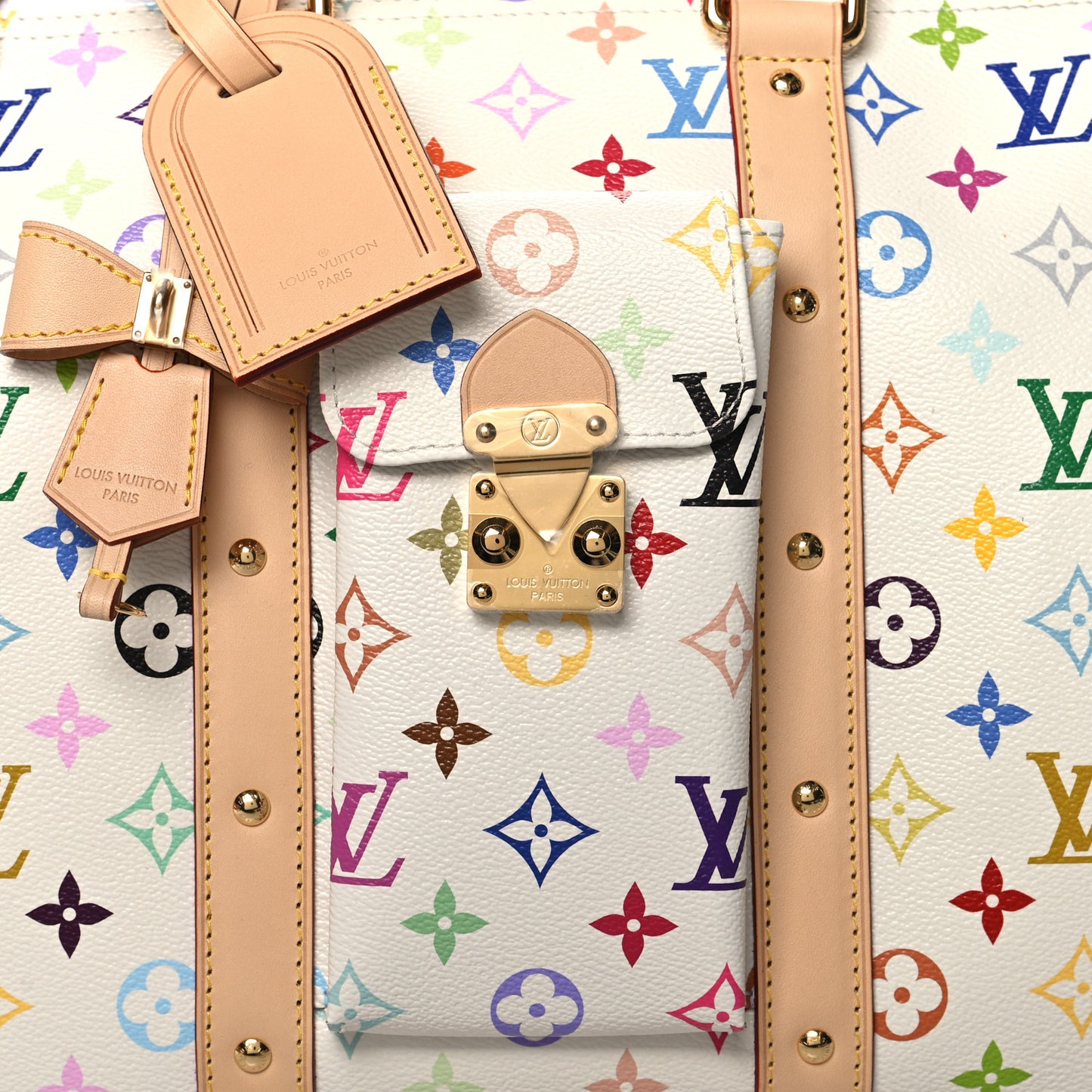 LV X TM Monogram Multicolor Keepall Bandouliere 45 White