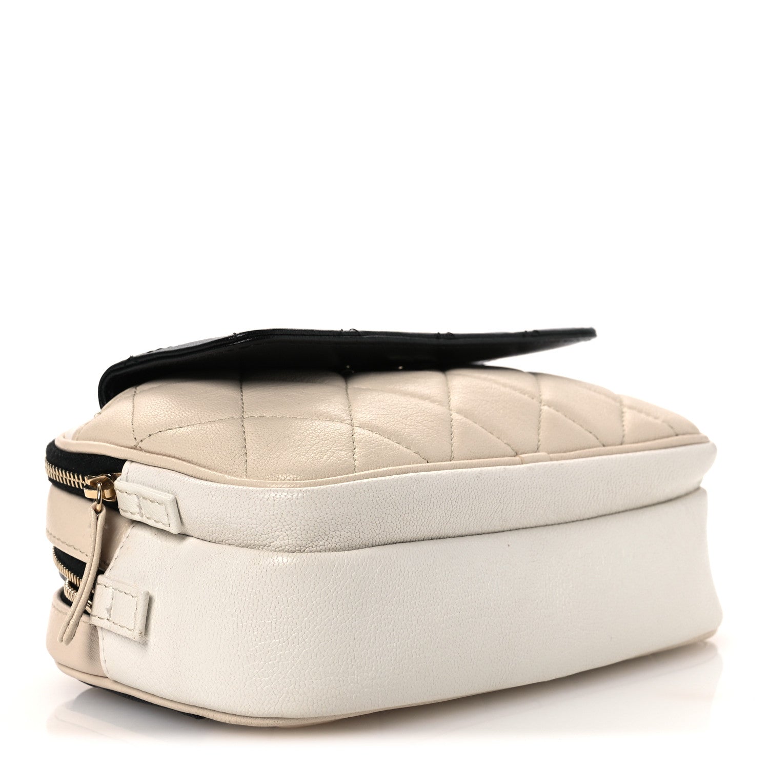 Chanel Goatskin Quilted Waist Bag Beige White Black 4 of 15