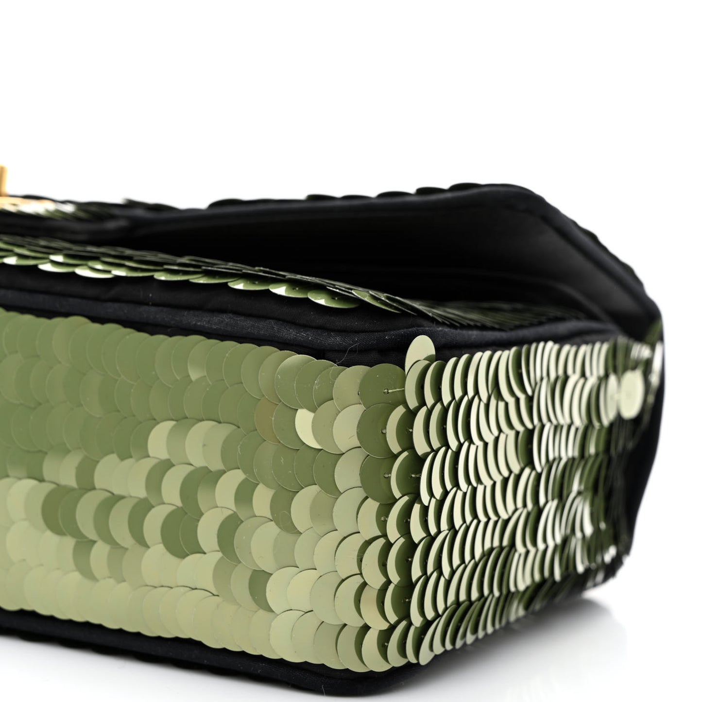 Satin Sequin Medium Paris Shanghai Double Flap Green