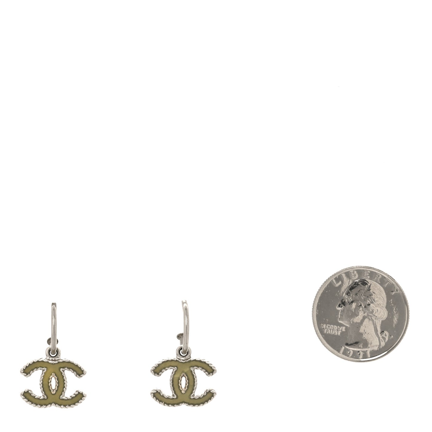 Enamel CC Drop Earrings Green