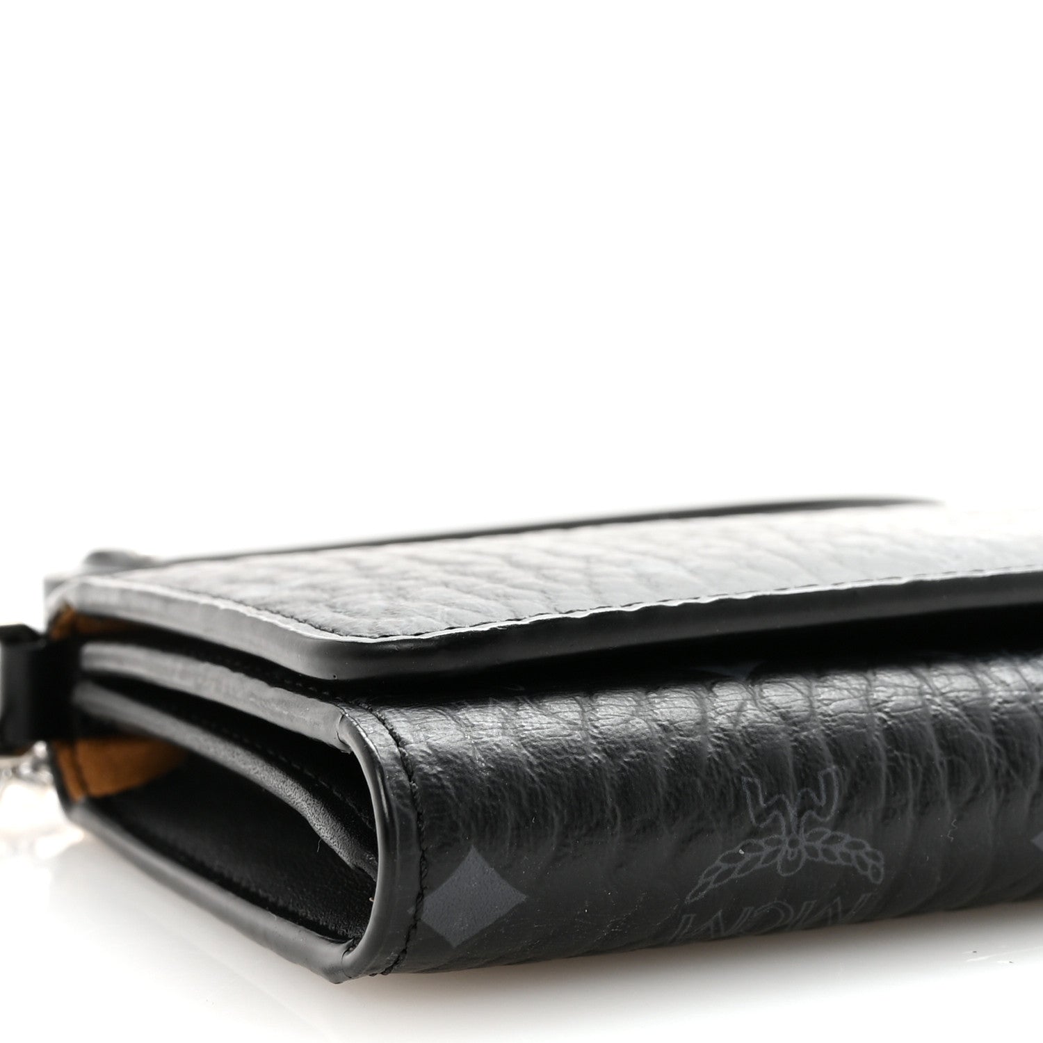 MCM Visetos Tri Fold Phone Wallet On Strap Black 8 of 10