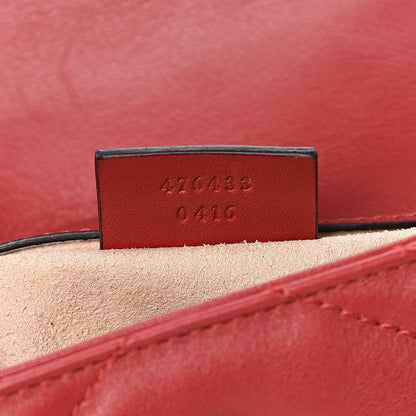 Gucci Calfskin Matelasse Super Mini GG Marmont Shoulder Bag Hibiscus Red 7 of 12