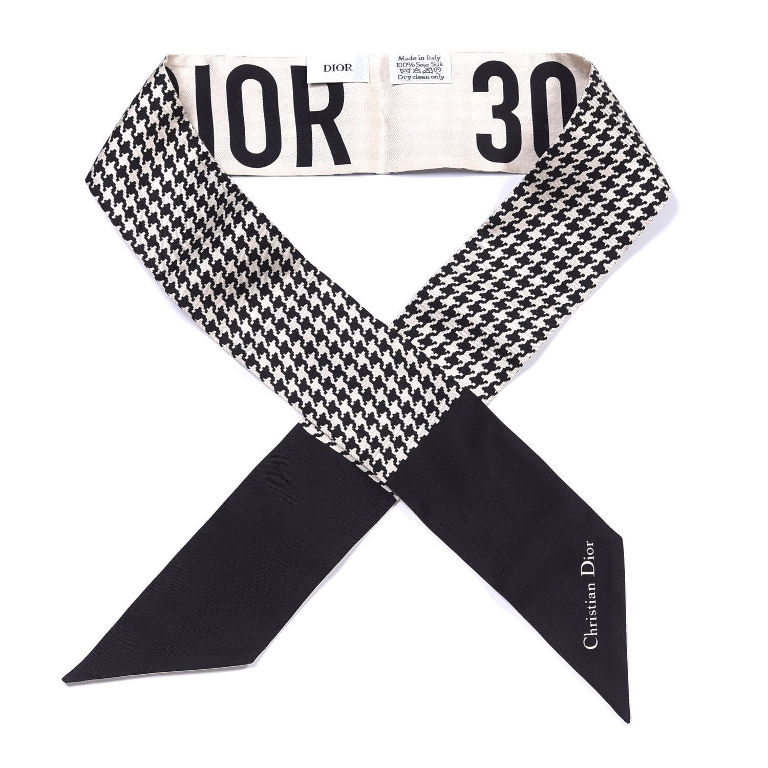 Christian Dior Silk 30 Montaigne Mitzah Scarf Black White 1 of 3