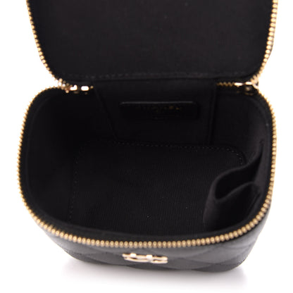 Chanel Caviar Quilted Mini Pearl On Top Vanity Case With Chain Black 5 of 11