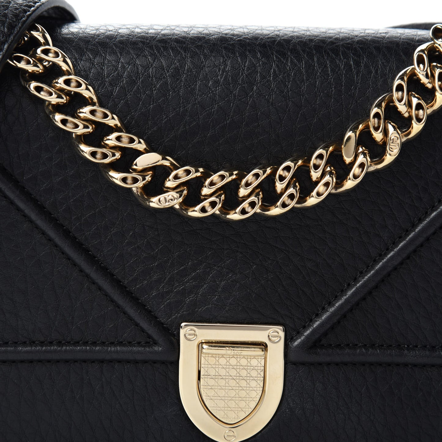 Grained Calfskin Small Diorama Flap Bag Black