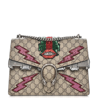 Gucci GG Supreme Monogram Lightning Embroidered Medium Dionysus Shoulder Bag Beige 1 of 7