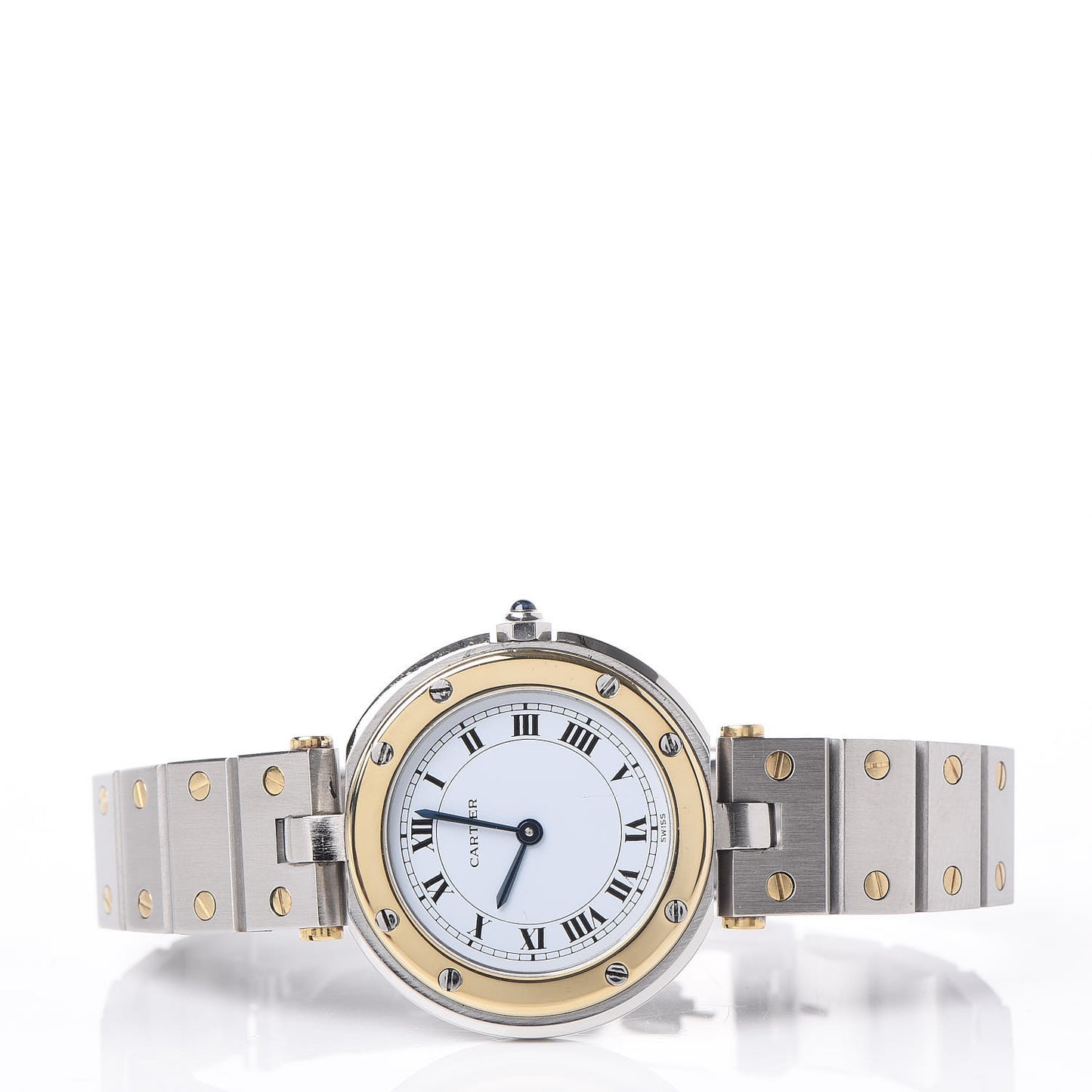 Stainless Steel 18K Yellow Gold 27mm Santos De Galbee Quartz Watch