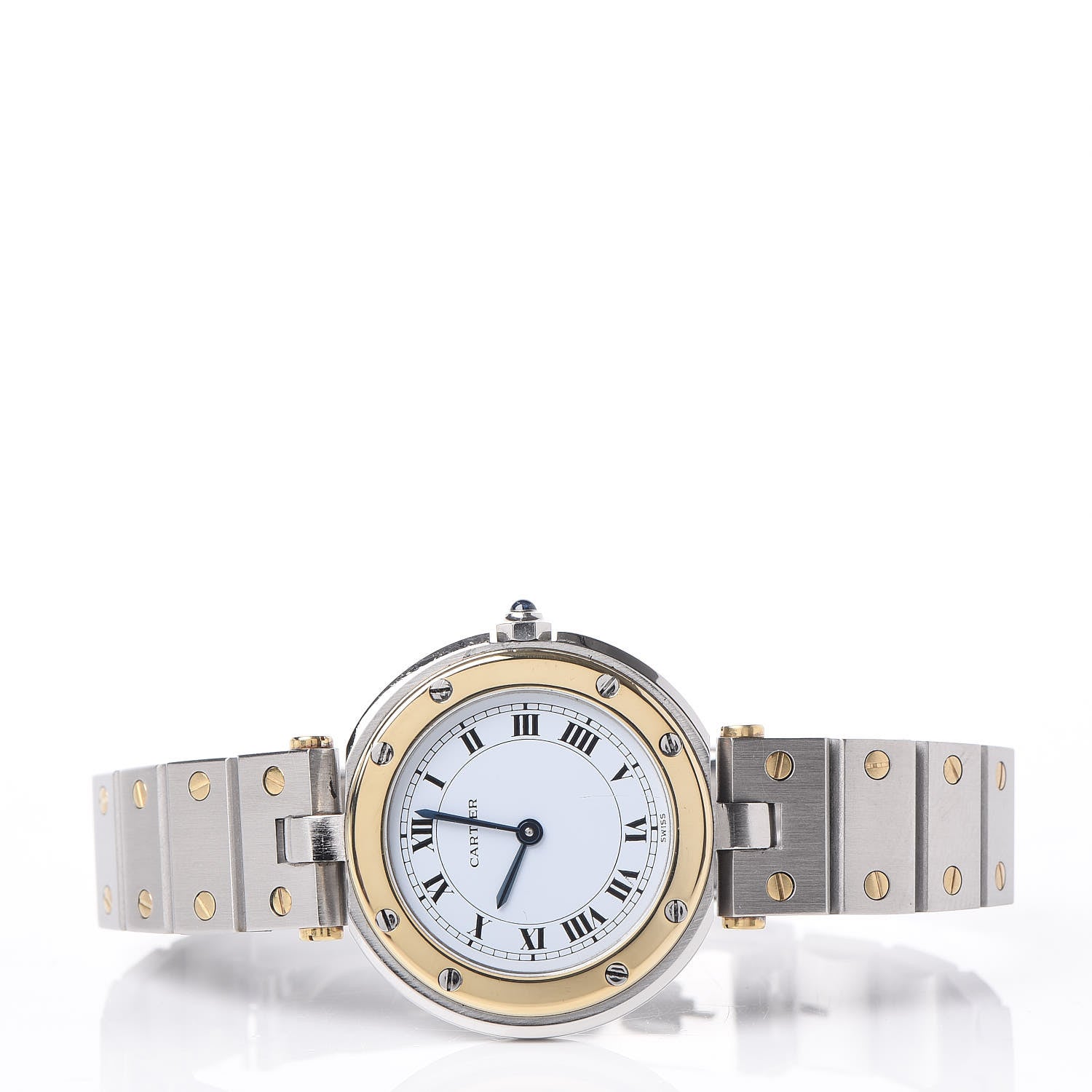 Cartier Stainless Steel 18K Yellow Gold 27mm Santos De Galbee Quartz Watch 3 of 8